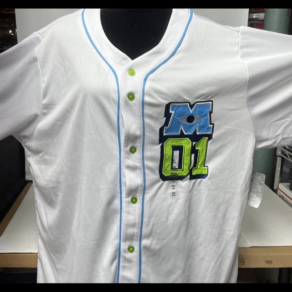 Disney Parks Monsters Inc Mike Wazowski Baseball Jersey Adult  2XL - Picture 9 of 9
